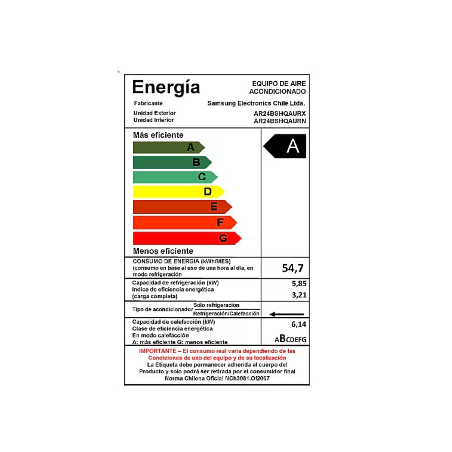 AIRE ACONDICIONADO SPLIT 24000BTU MURO INVERTER ENTRY SAMSUNG - 3