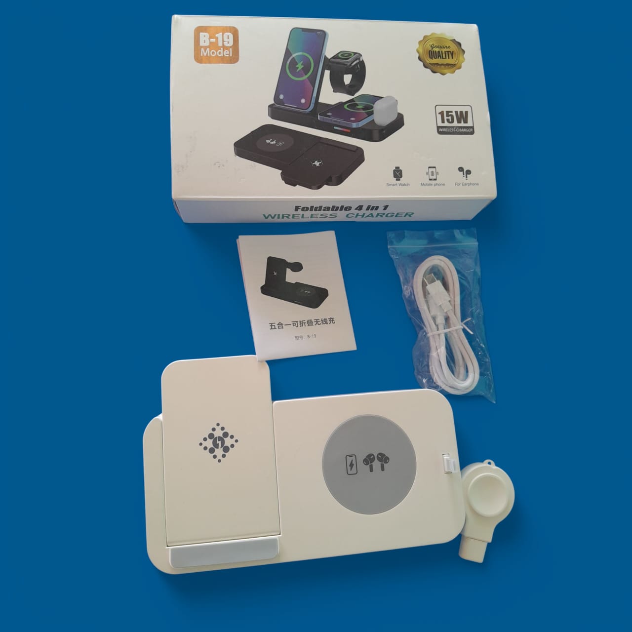 CARGADOR INALÁMBRICO 15W , ESTACIÓN CARGA 4X1 PARA APLLE - 5