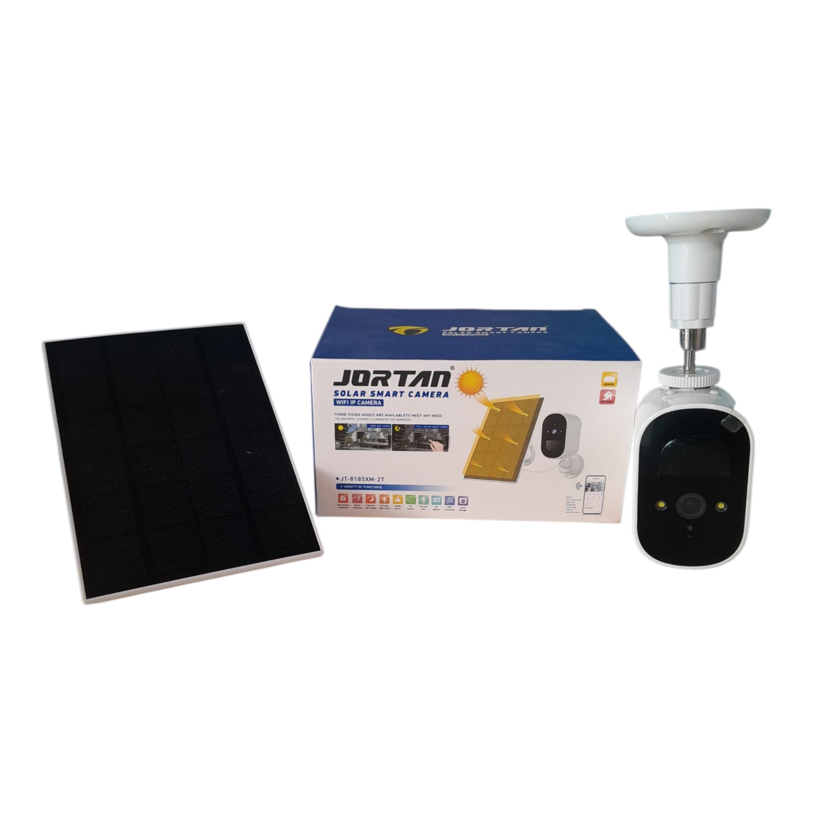 CÁMARA SOLAR DE SEGURIDAD PARA EXTERIOR MARCA JORTAN WIFI 180° IP 66 FHD - 3