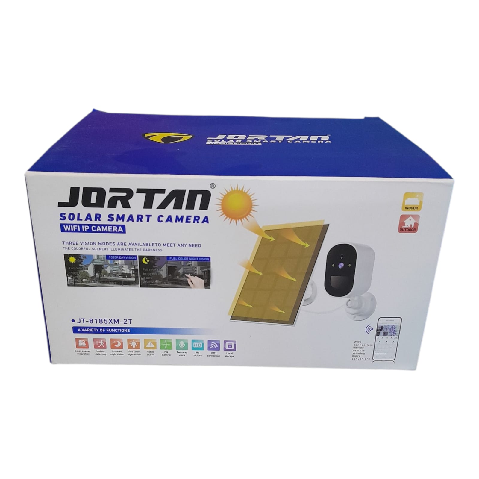 CÁMARA SOLAR DE SEGURIDAD PARA EXTERIOR MARCA JORTAN WIFI 180° IP 66 FHD - 4