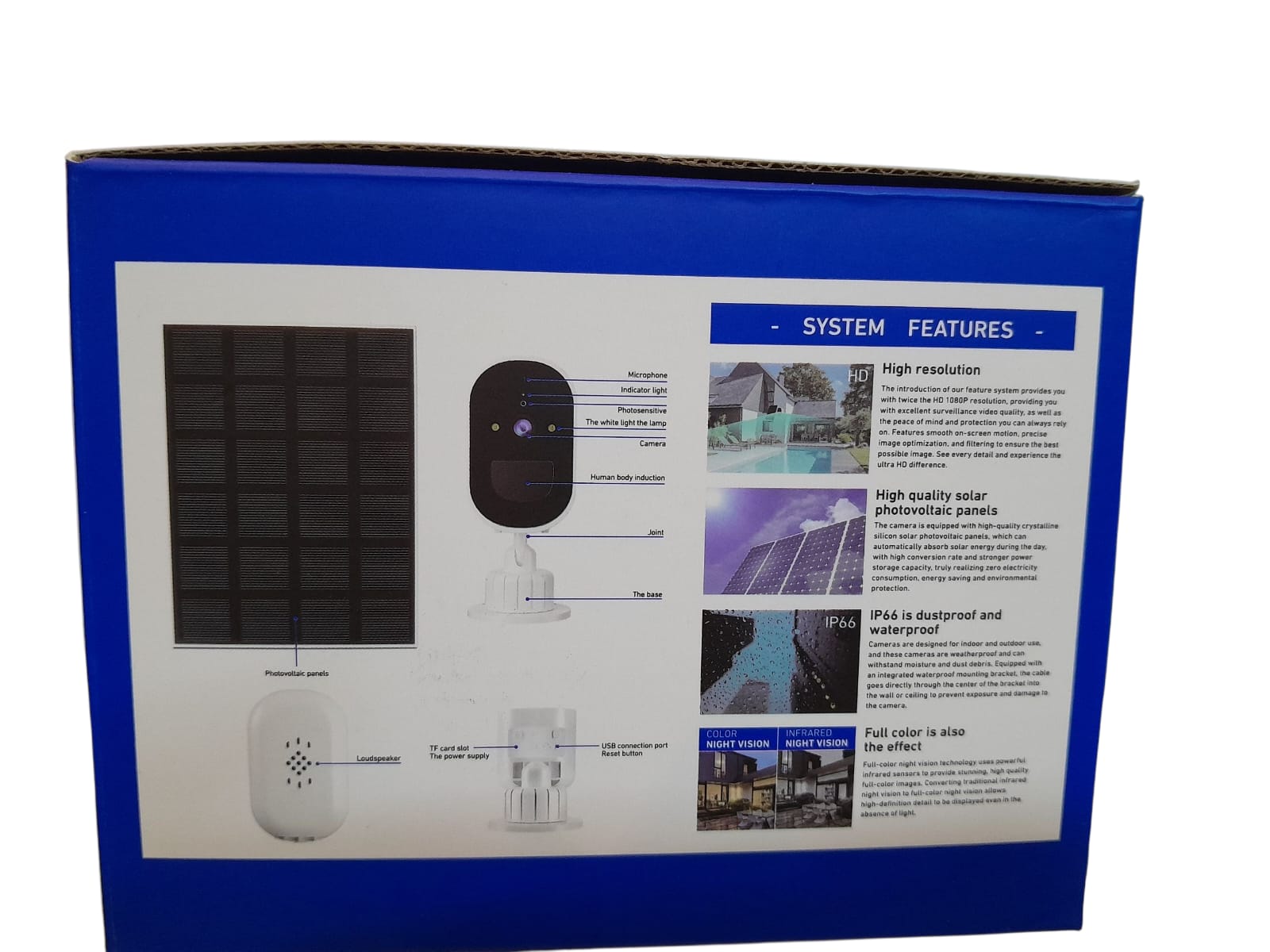 CÁMARA SOLAR DE SEGURIDAD PARA EXTERIOR MARCA JORTAN WIFI 180° IP 66 FHD - 6