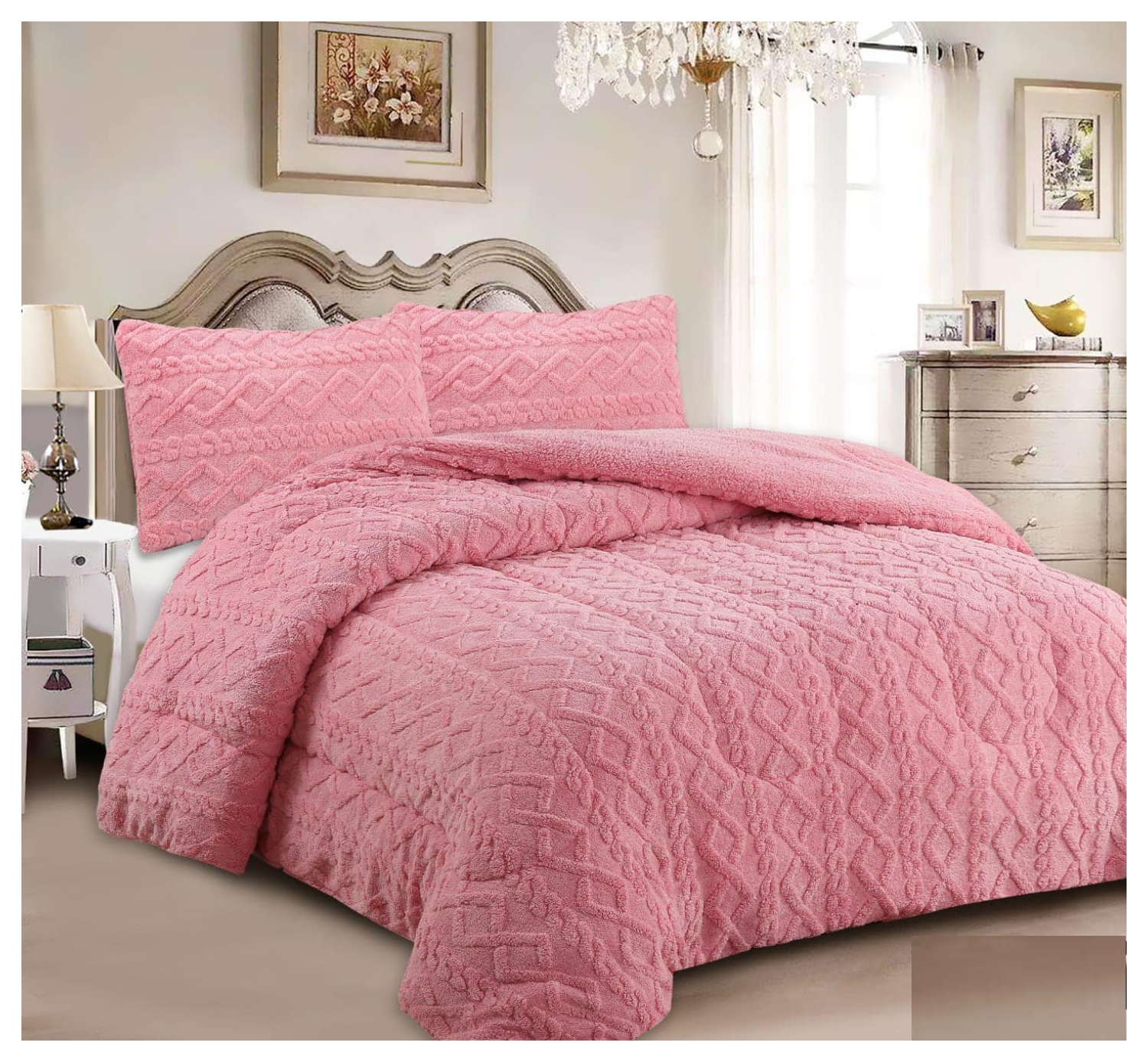 COBERTOR ROSA CON CHIPORRO KING 240X260 - 1