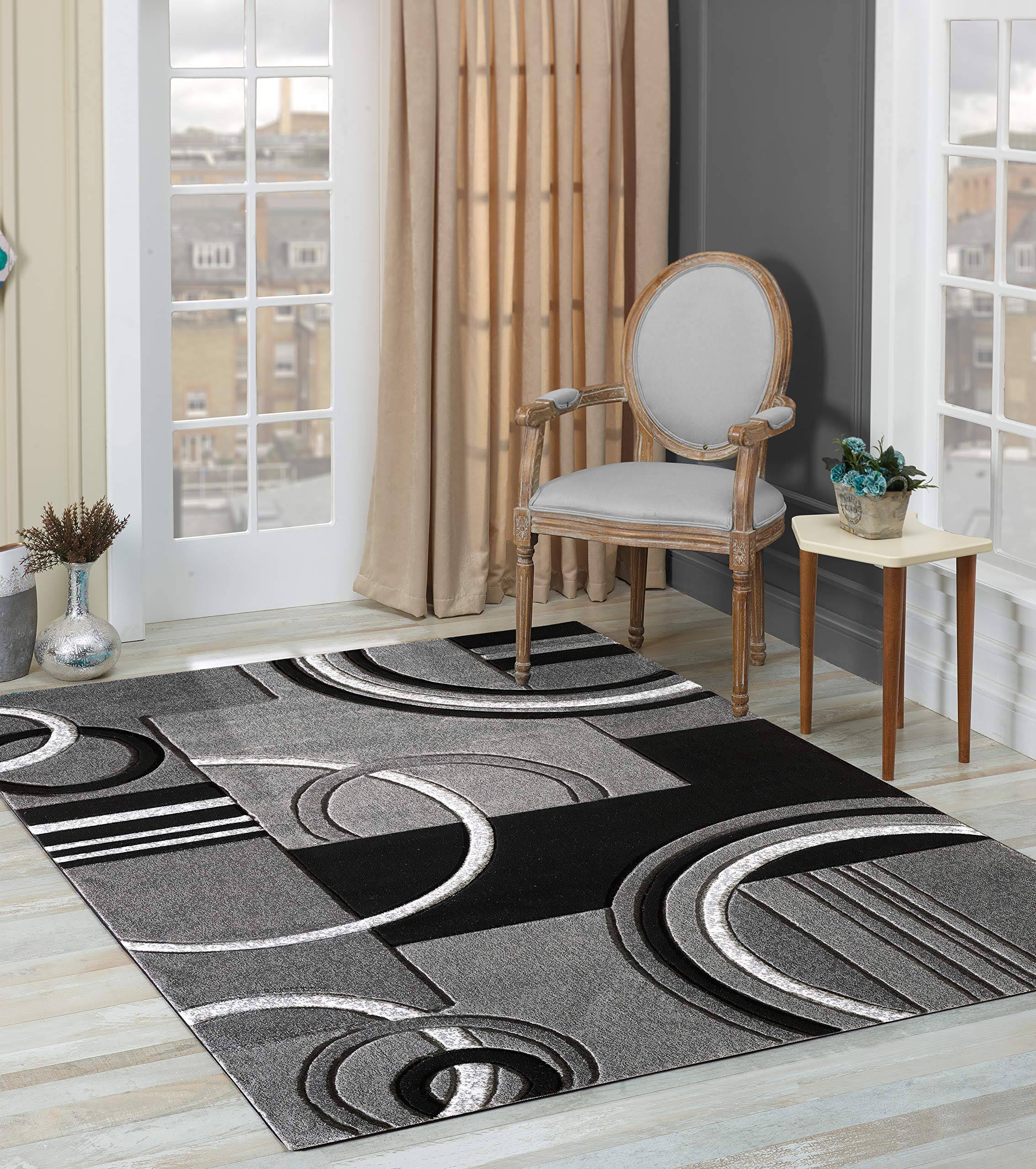ALFOMBRA GRIS MEDIO CIRCULO 160X200 CM - 1