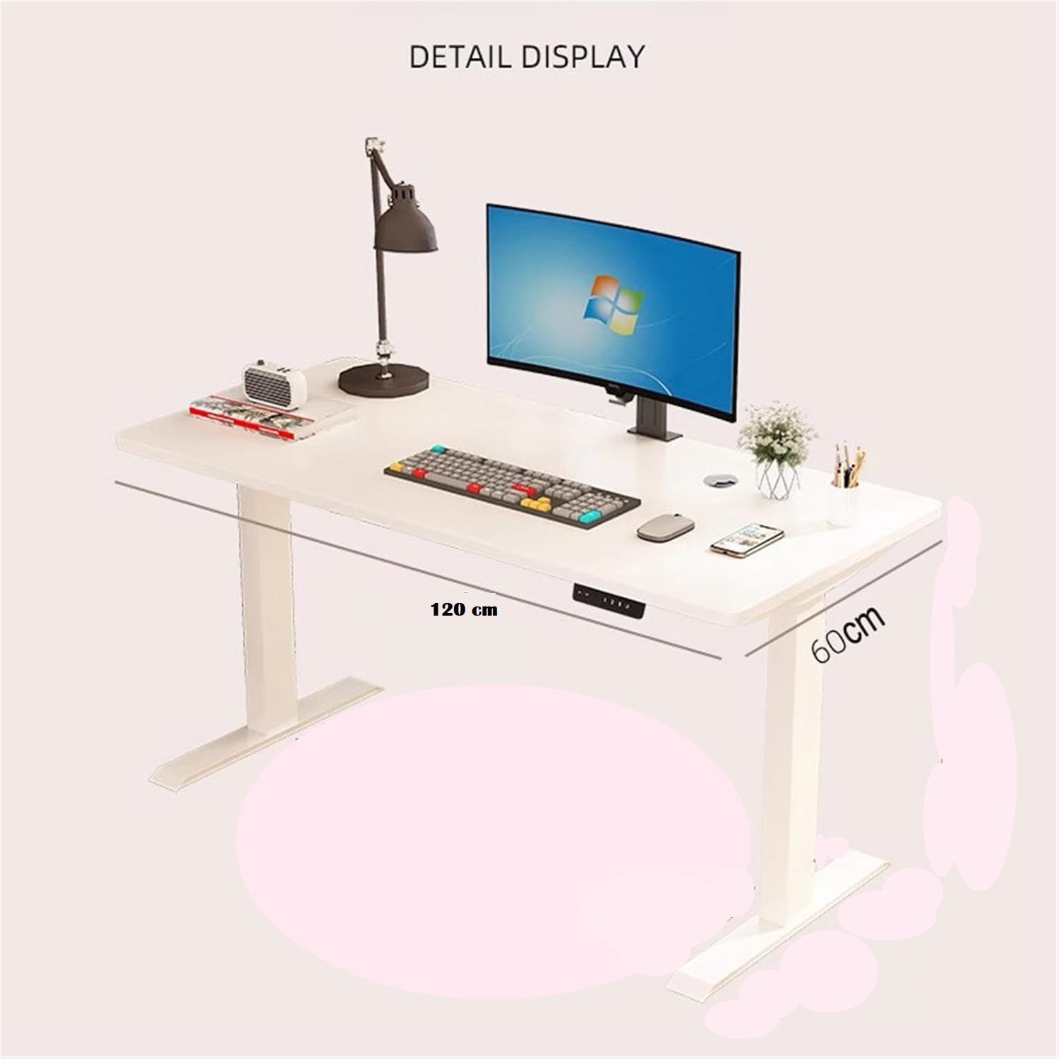 ESCRITORIO DE OFICINA ERGONOMICA ALTURA REGULABLE AJUSTABLE 120X60 CM - 4