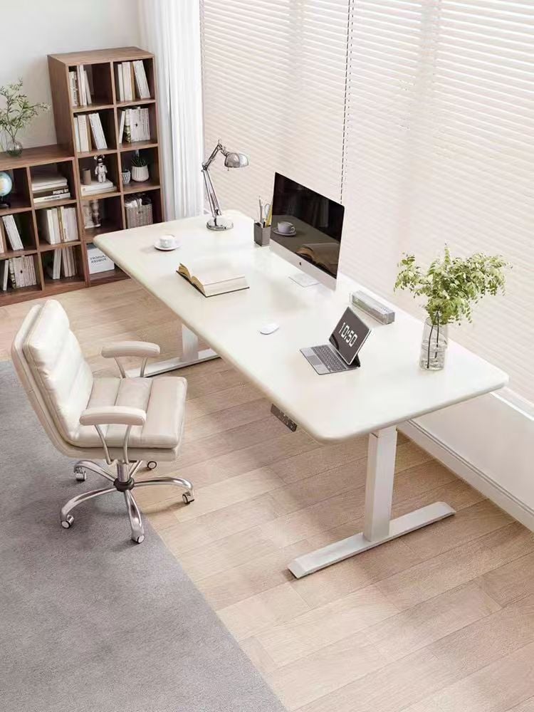 ESCRITORIO DE OFICINA ERGONOMICA ALTURA REGULABLE BLANCO 140X60 CM - 1
