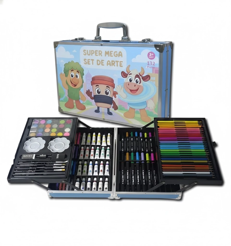 MALETIN SET DE ARTE  45 PIEZAS DISEÑOS  BRAINROT  TRALALERO TUNTUN SAHURL H&G - 1