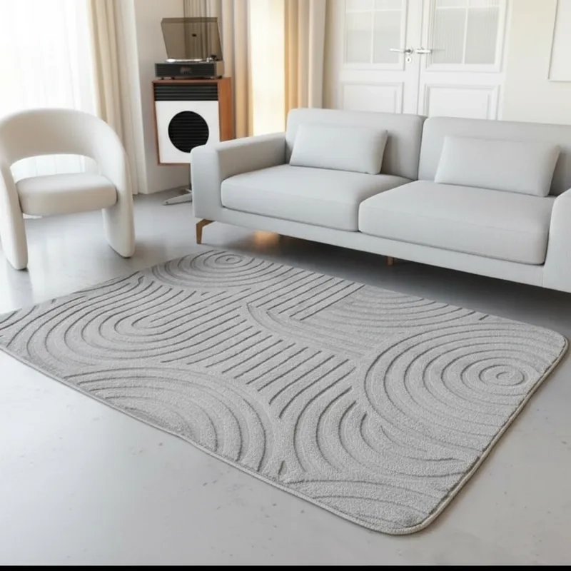 ALFOMBRA JACQUARD GRIS 150X200 DISEÑO AL RELIVE TEXTURIZADO SUAVE ELEGANTE MODERNO MP - 1