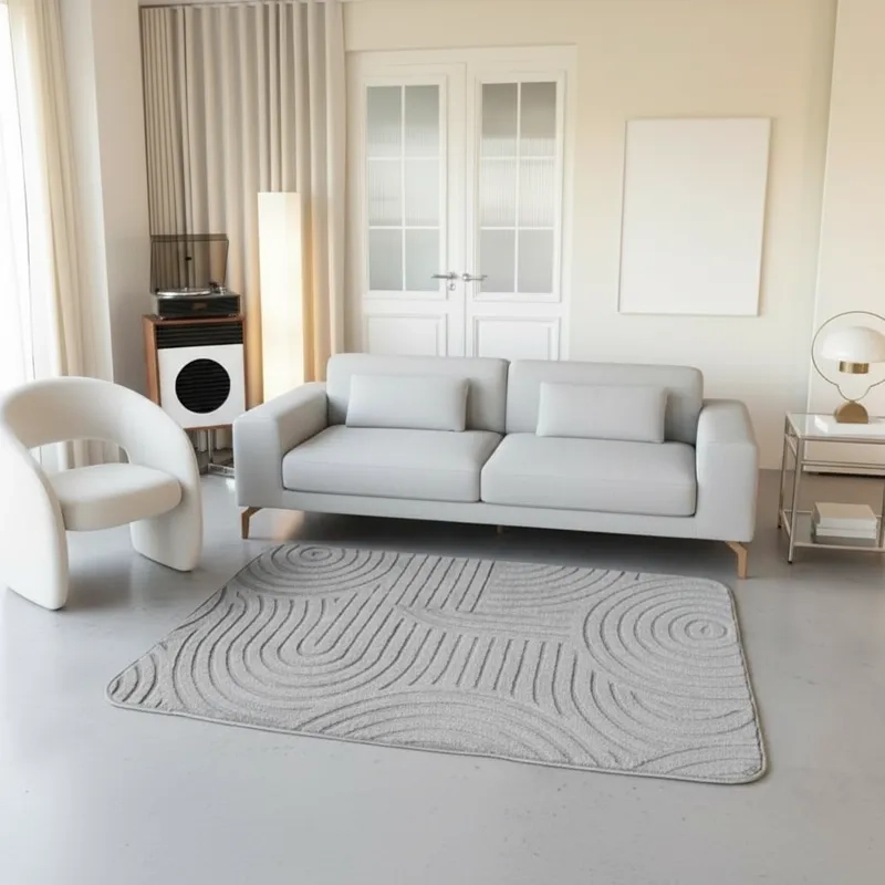 ALFOMBRA JACQUARD GRIS 150X200 DISEÑO AL RELIVE TEXTURIZADO SUAVE ELEGANTE MODERNO MP - 4