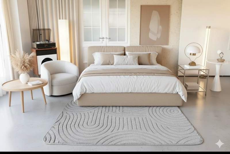 ALFOMBRA JACQUARD GRIS 150X200 DISEÑO AL RELIVE TEXTURIZADO SUAVE ELEGANTE MODERNO MP - 6