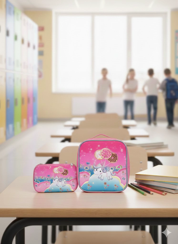 MOCHILA ESCOLAR PARA NIÑA MARIPOSAS TRES PIEZAS CON LONCHERA Y ESTUCHE RUEDA Y TIENE LUCES WM - 5