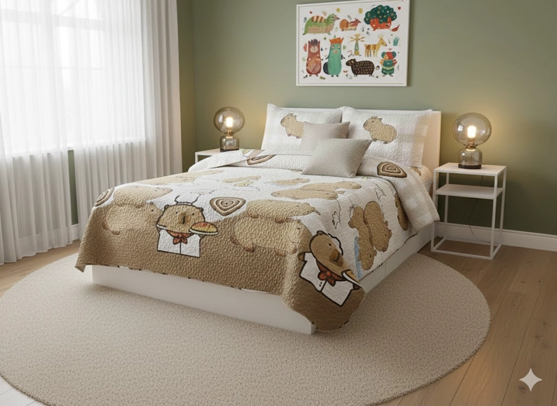 CUBRECAMA DE VERANO DISEÑO TIERNO CAPIBARA 2 PLAZAS DELGADO QUILT LZ - 2