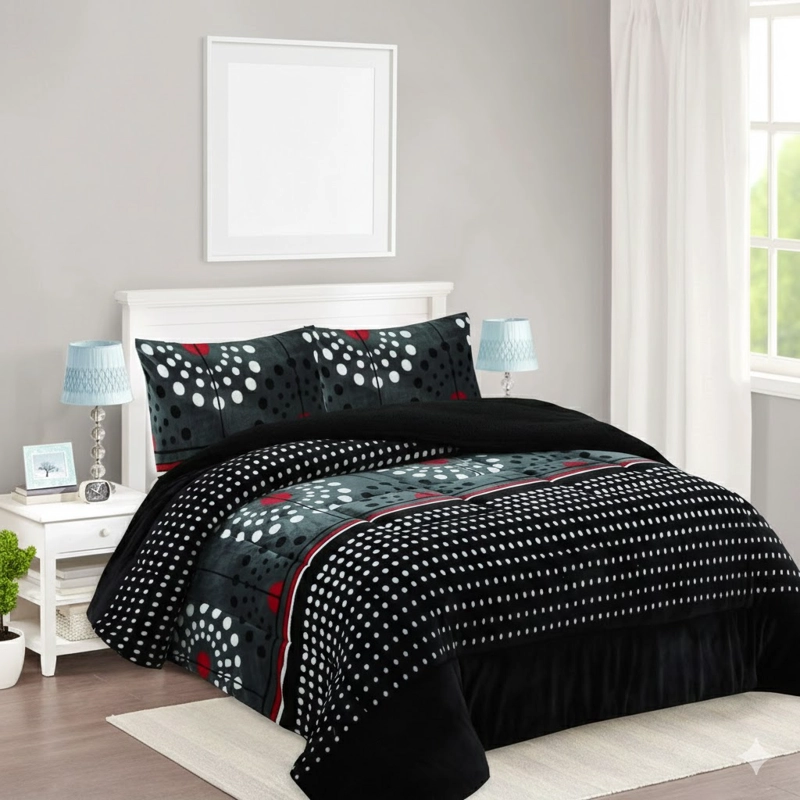 COBERTOR KING PLUSH DE INVIERNO CON CHIPORRO DISEÑO CELESTE UNICOLOR ELEGANTE MODERNO FYA - 1