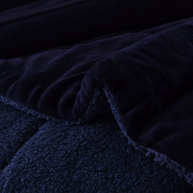 COBERTOR KING PLUSH DE INVIERNO CON CHIPORRO DISEÑO CELESTE UNICOLOR ELEGANTE MODERNO FYA - 3