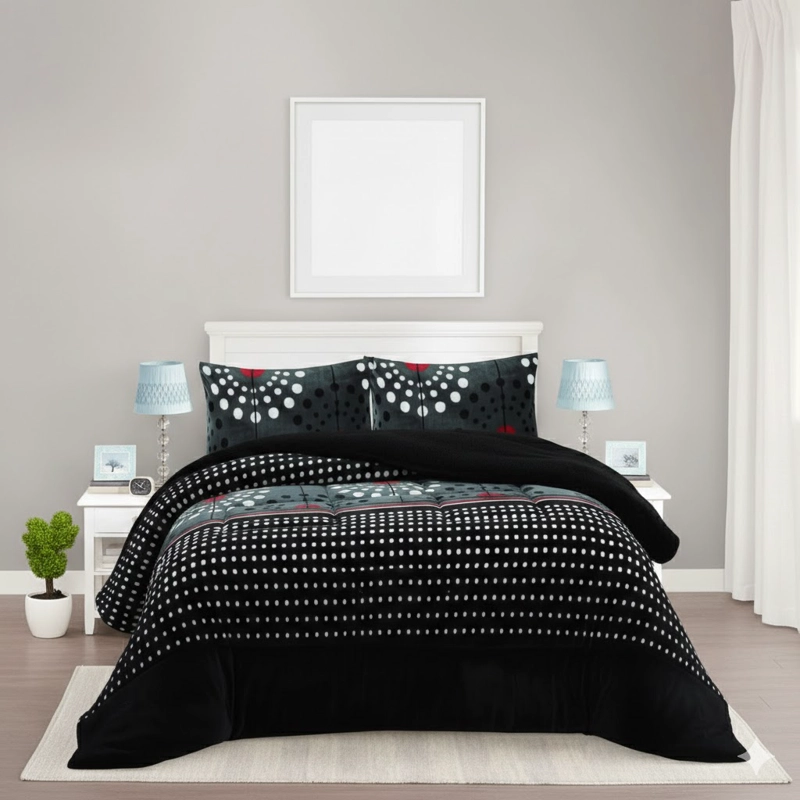 COBERTOR KING PLUSH DE INVIERNO CON CHIPORRO DISEÑO CELESTE UNICOLOR ELEGANTE MODERNO FYA - 3