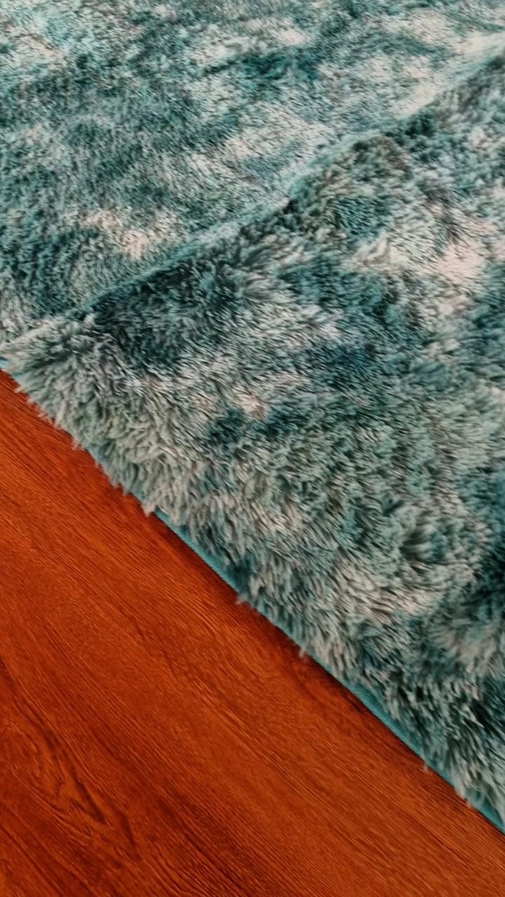 ALFOMBRA SHAGGY PELUDAS TURQUESA JASPEADO 180 X 200 CM - 4