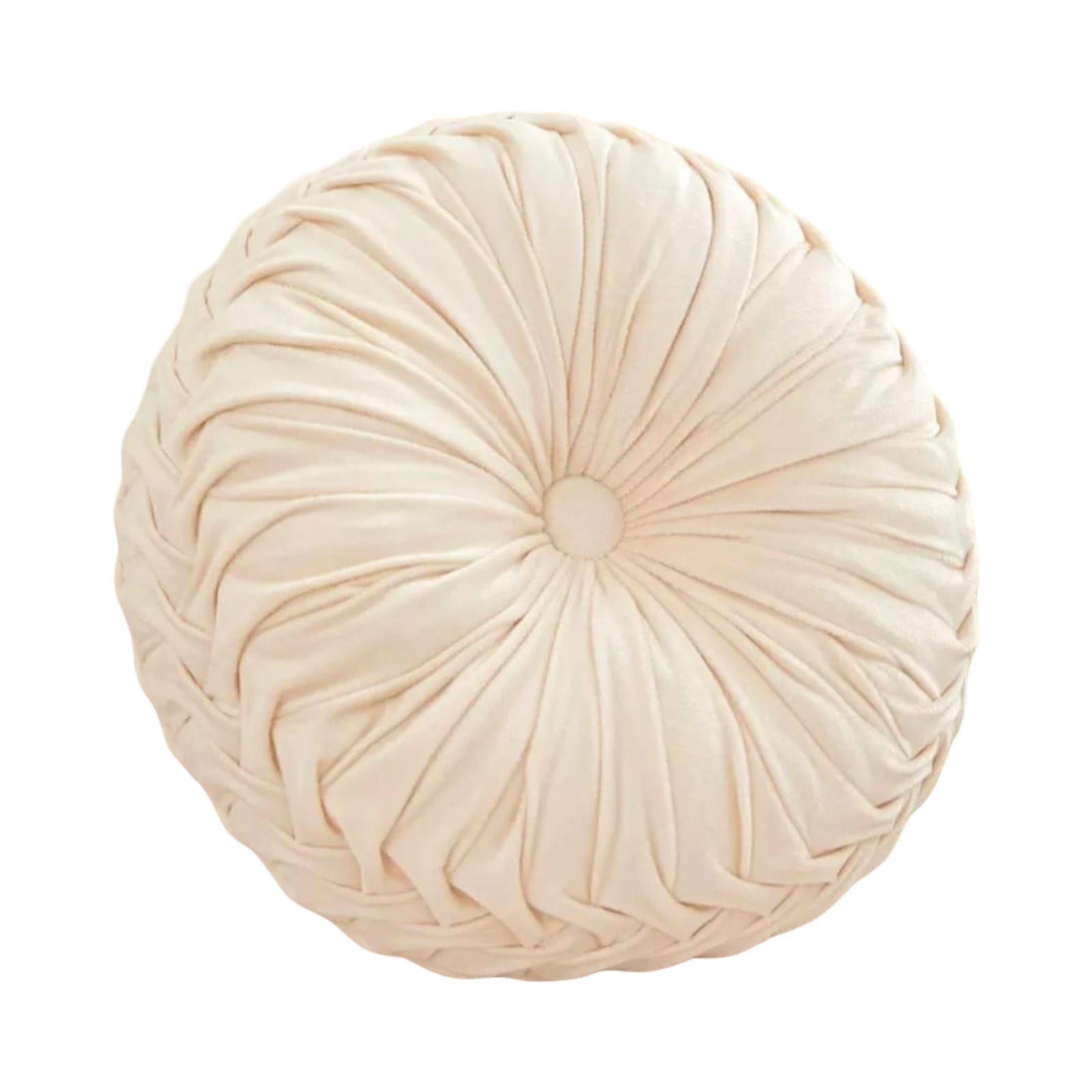 COJIN DECORATIVO REDONDO CON PLIEGUES BLANCO 35X35CM ELEGANTE Y SOFISTICADO - 1