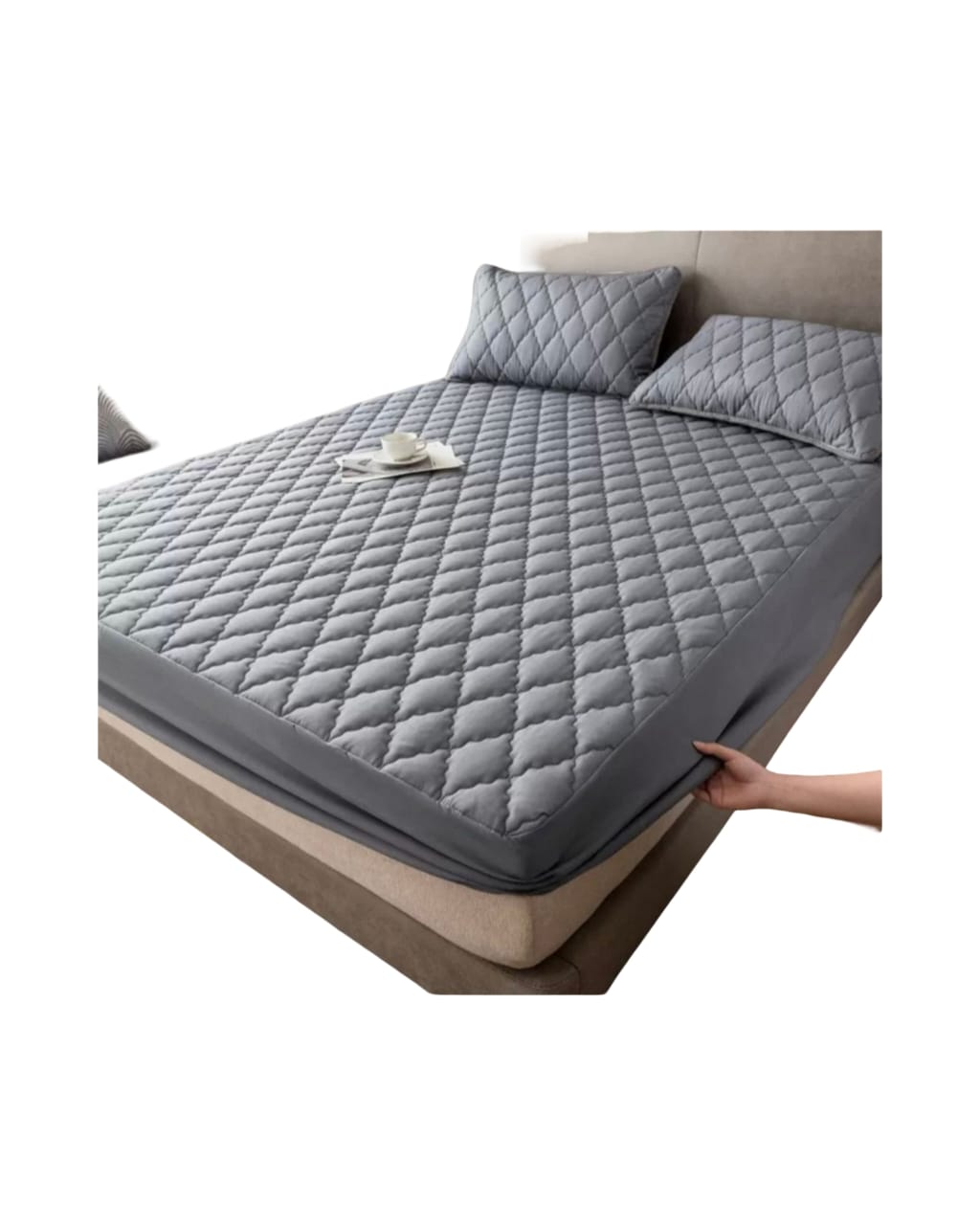 CUBRE COLCHOL 100% IMPERMEABLE 2,5 PLAZAS GRIS - 1