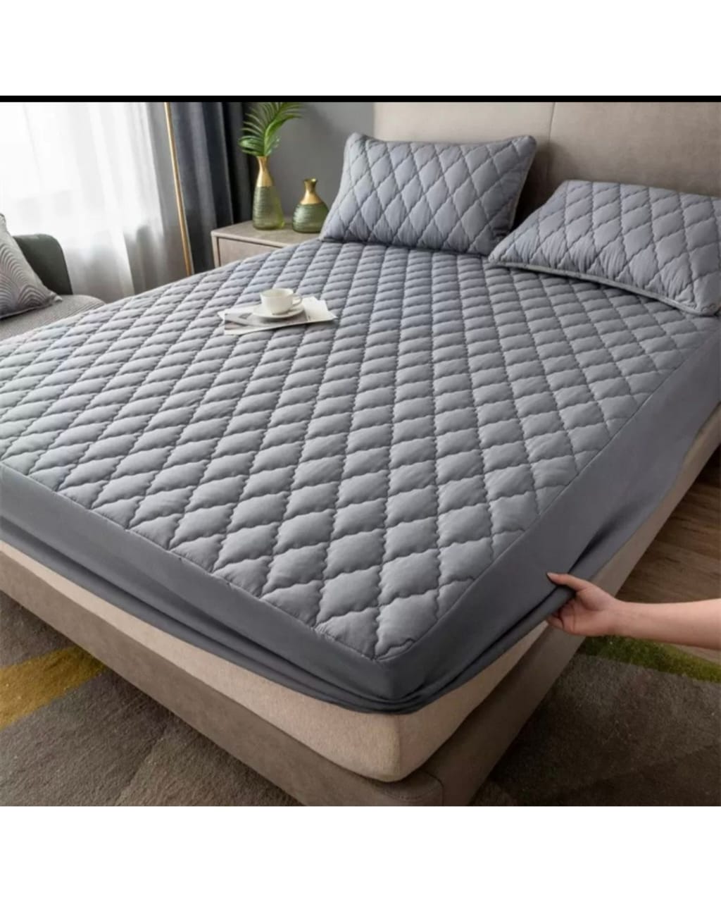 CUBRE COLCHOL 100% IMPERMEABLE 2,5 PLAZAS GRIS - 2
