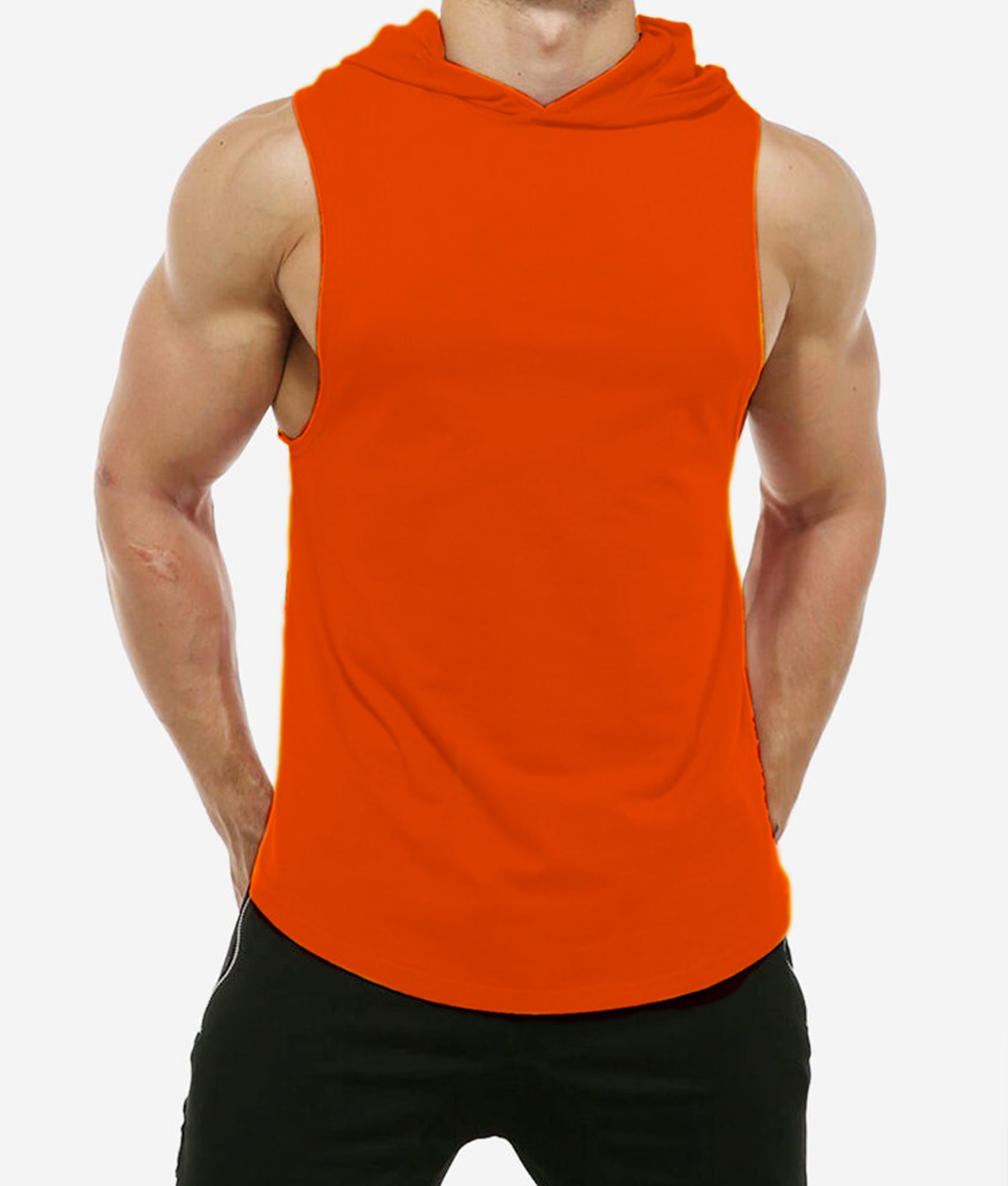 POLERA ALGODÓN HOMBRE KUSSI COLLECTION NARANJO MUSCULOSA GYM LISA ORANGE EDICION LIMITADA - 1