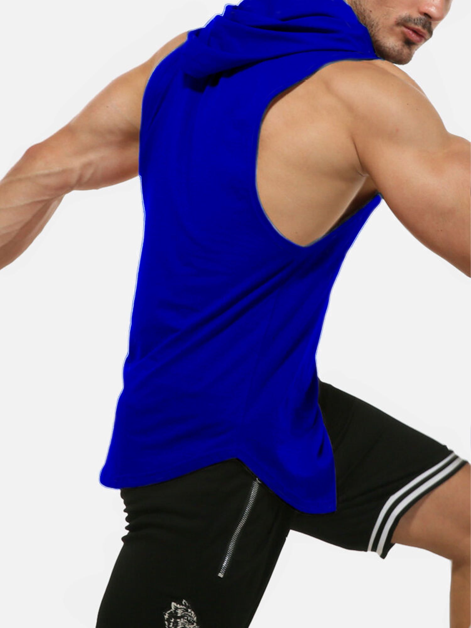 POLERA ALGODÓN HOMBRE KUSSI COLLECTION AZUL MUSCULOSA GYM LISA ROYAL EDICION LIMITADA - 3