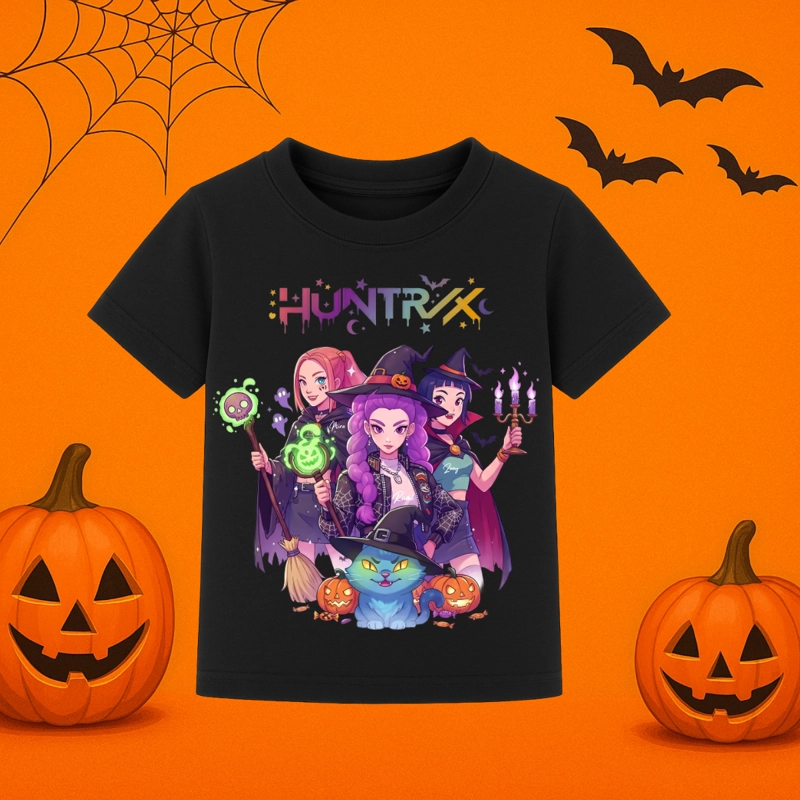 POLERA INFANTIL HUNTRIX ' GUERRERAS K-POP ' NEGRO HALLOWEEN - 2