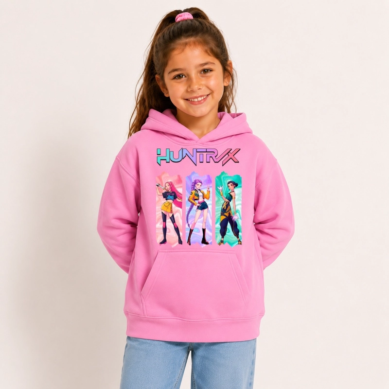 POLERON CANGURO INFANTIL HUNTRIX GUERRERAS K-POP DEMON HUNTERS ROSADO | SACHA VESTUARIO - 2