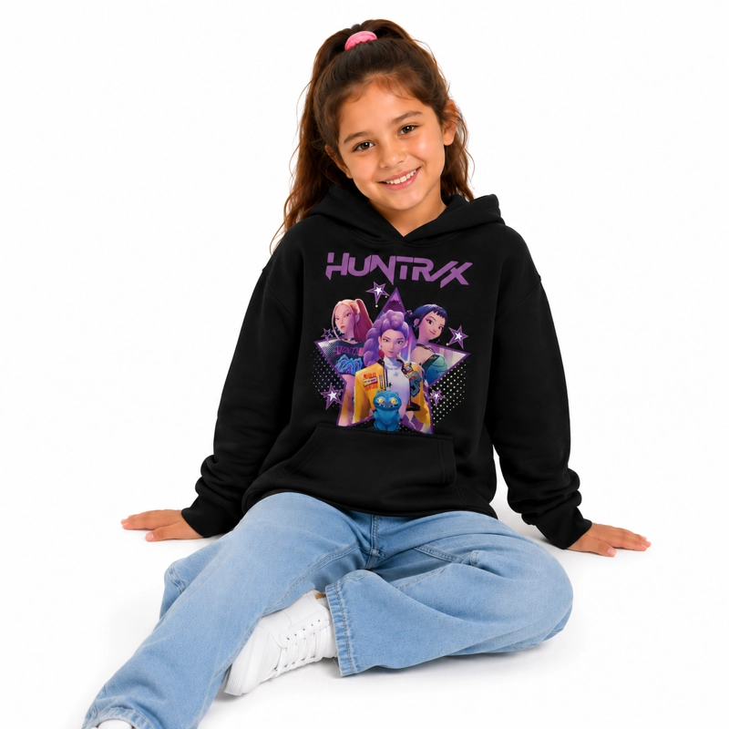 POLERON CANGURO INFANTIL HUNTRIX K-POP DEMON HUNTERS NEGRO | SACHA VESTUARIO - 2