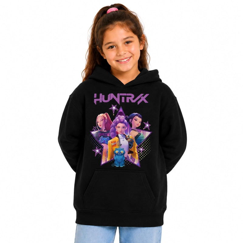 POLERON CANGURO INFANTIL HUNTRIX K-POP DEMON HUNTERS NEGRO | SACHA VESTUARIO - 3