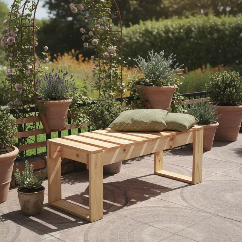 BANCA DE MADERA modelo lelfun kiñe para TERRAZA PATIO COCINA - 3