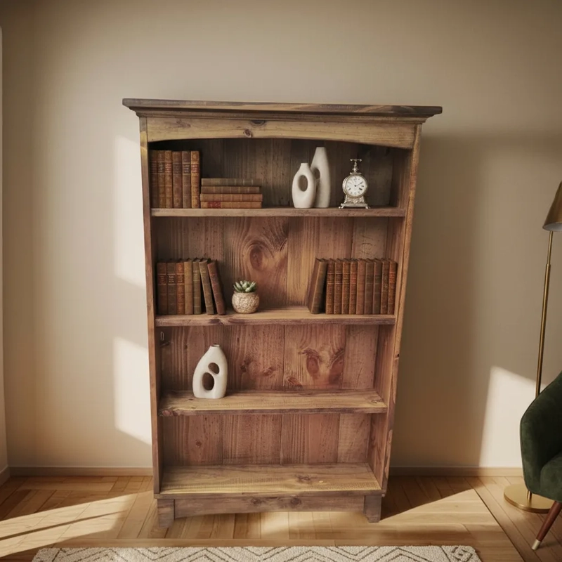 MUEBLE MODULAR LIBRERO REPISA MADERA COLOR NOGAL - 2