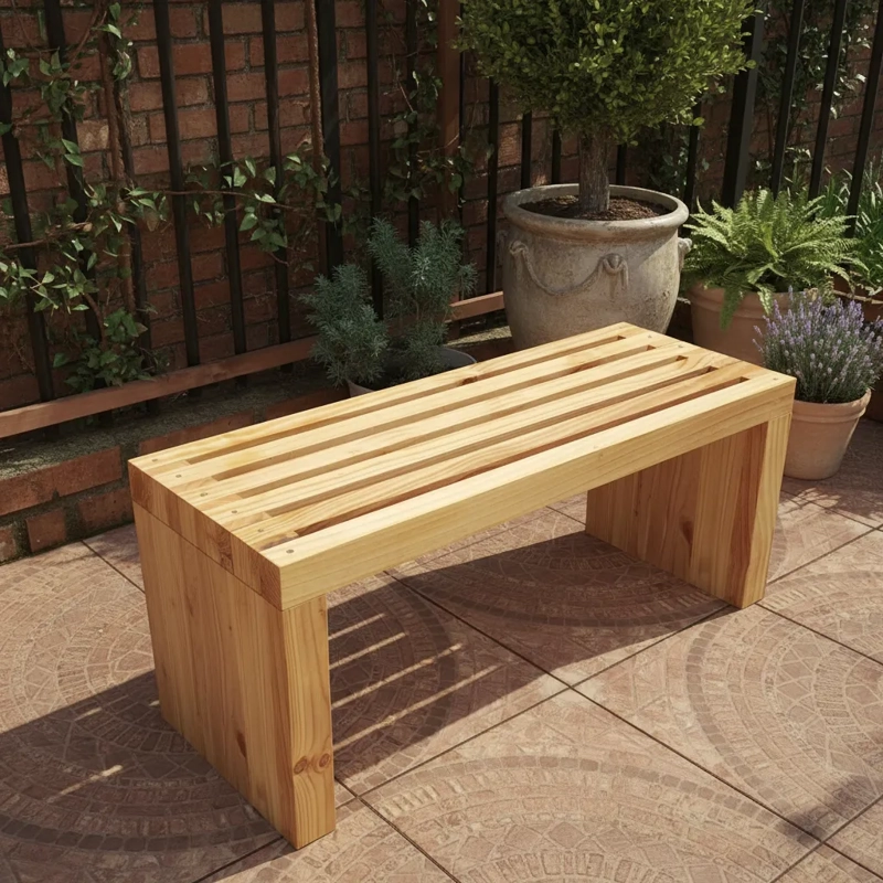 Banco De Madera Terraza Jardín 100 Cm Modelo Kuyen - 2