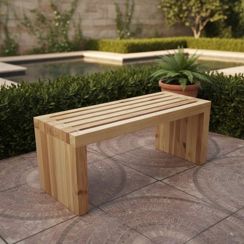 Banco De Madera Terraza Jardín 100 Cm Modelo Kuyen - 3