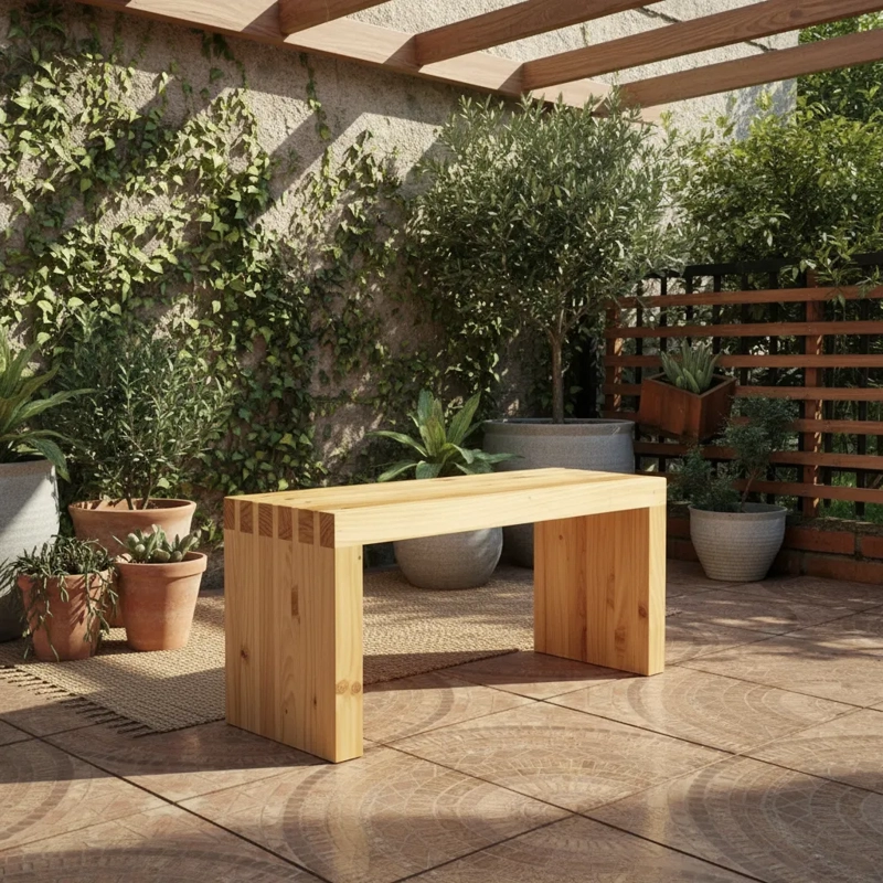 Banco De Madera Terraza Jardín 100 Cm Modelo Kuyen - 4