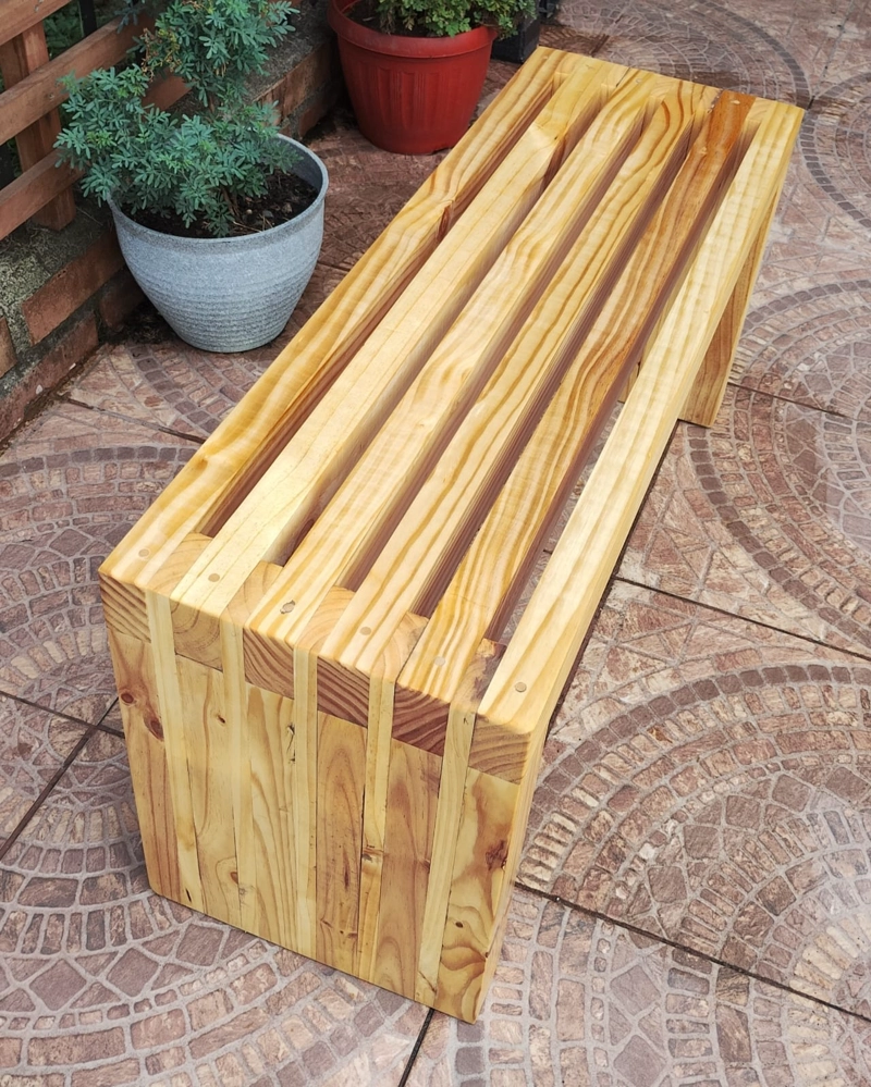 Banco De Madera Terraza Jardín 100 Cm Modelo Kuyen - 5