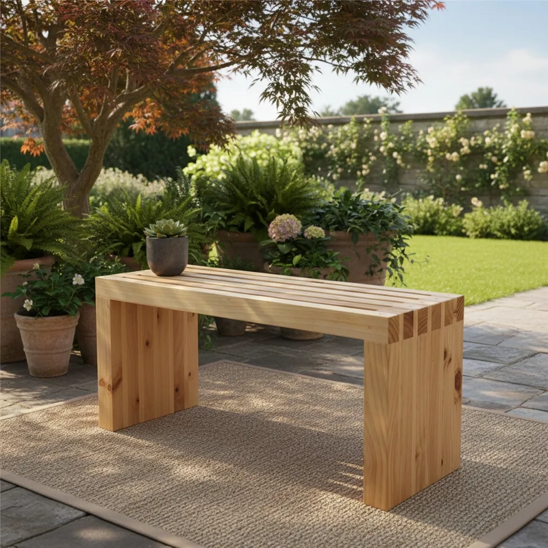 3 Unidades Banco Madera Terraza Jardín 100 Cm Modelo Kuyen - 1