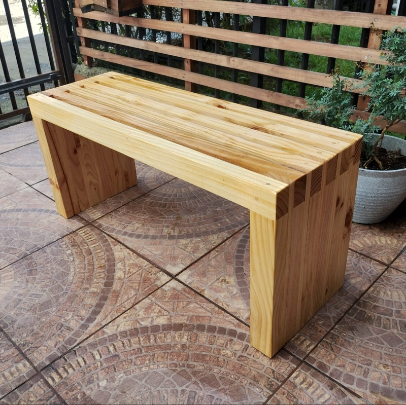 3 Unidades Banco Madera Terraza Jardín 100 Cm Modelo Kuyen - 5
