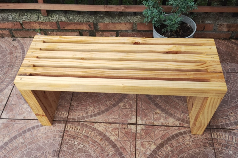 3 Unidades Banco Madera Terraza Jardín 100 Cm Modelo Kuyen - 6