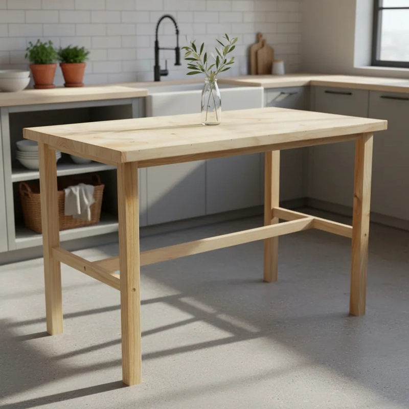 MESA TIPO ISLA ECONOMICA MADERA COCINA QUINCHO 100X50X80 CM - 1