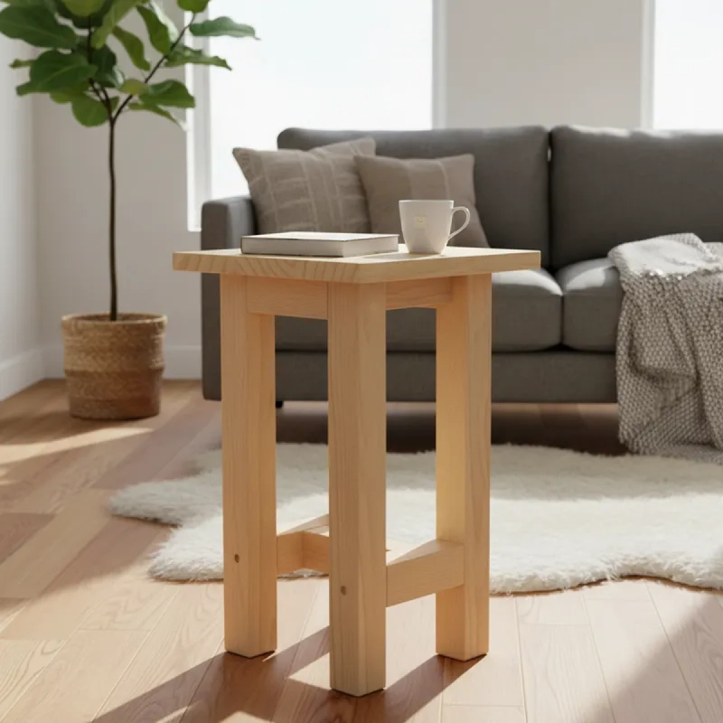 8 UNIDADES PISO TABURETE MADERA 42 CM ALTO CUADRADO - 1