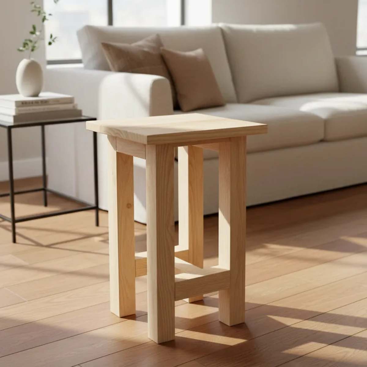 8 UNIDADES PISO TABURETE MADERA 42 CM ALTO CUADRADO - 2