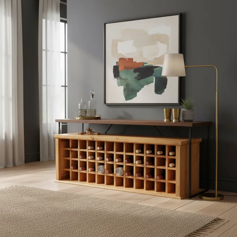 CAVA HORIZONTAL 44 BOTELLAS. 100% MADERA MACIZA - 2