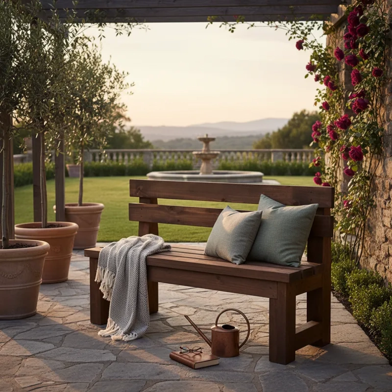 BANCA MADERA MACIZA JARDIN PATIO PORCHE TRATAMIENTO EXTERIOR MARRON OSCURO - 3