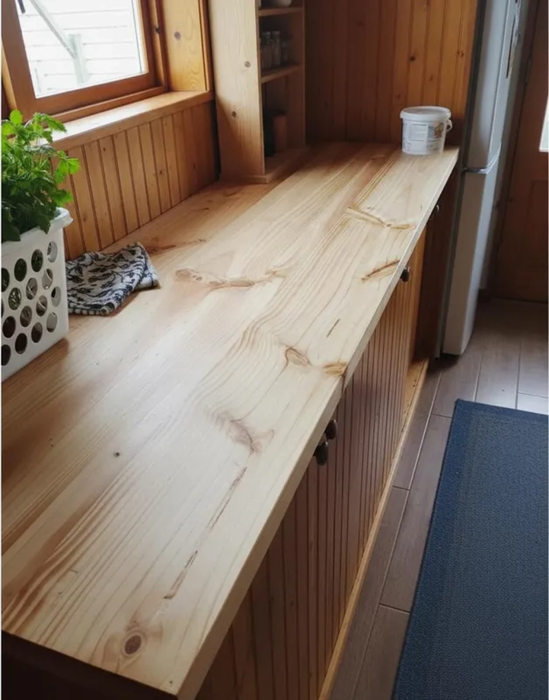 CUBIERTA MADERA VITRIFICADA 2,5 MT X 46 CM MUEBLES, COCINA - 1