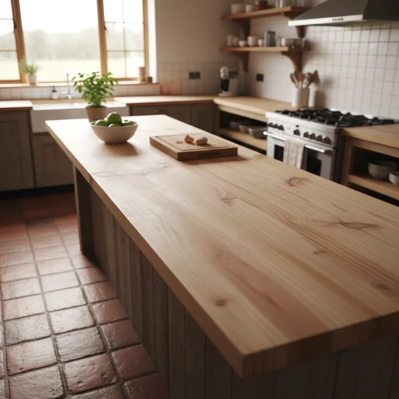 CUBIERTA MADERA VITRIFICADA 2,5 MT X 46 CM MUEBLES, COCINA - 2