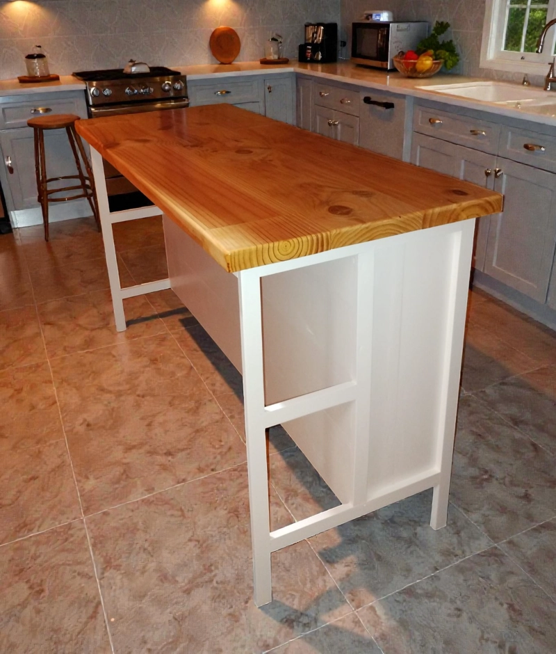 MESA MADERA TIPO AMERICANA ISLA CUBIERTA VITRIFICADA. COCINA COMEDOR TERRAZA - 1