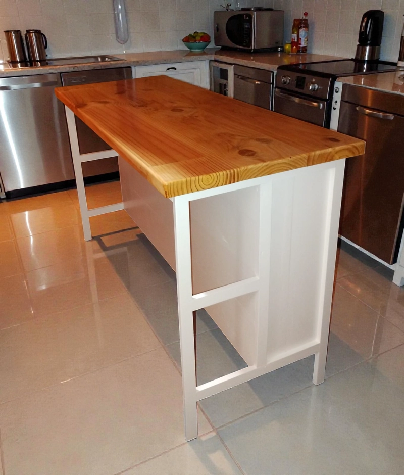 MESA MADERA TIPO AMERICANA ISLA CUBIERTA VITRIFICADA. COCINA COMEDOR TERRAZA - 2