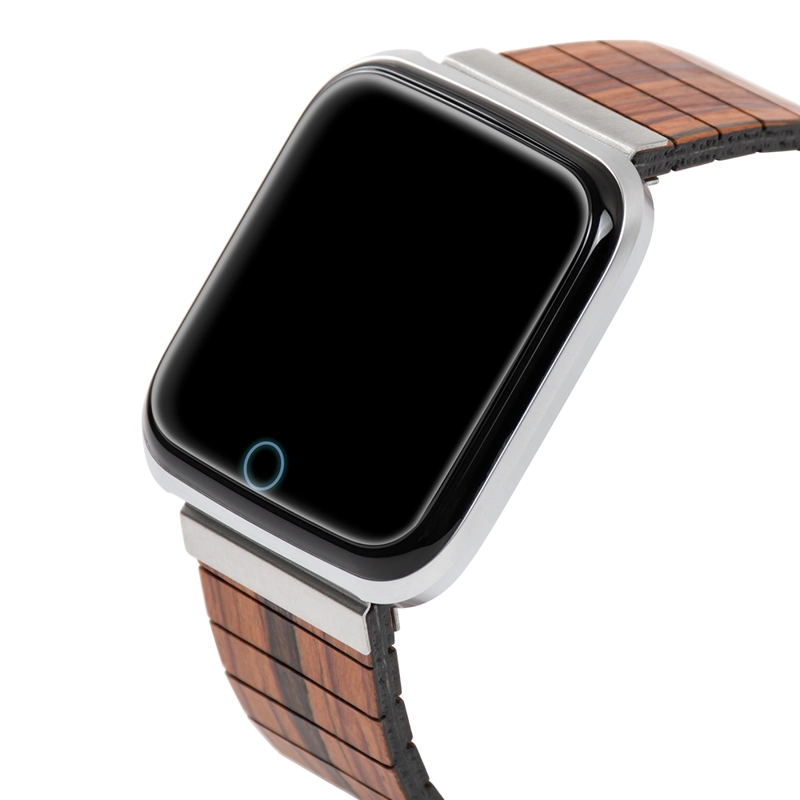 SMARTWATCH RELOJ INTELIGENTE BEWELL CORREA DE MADERA DEPORTE SILVER NOGAL - 2
