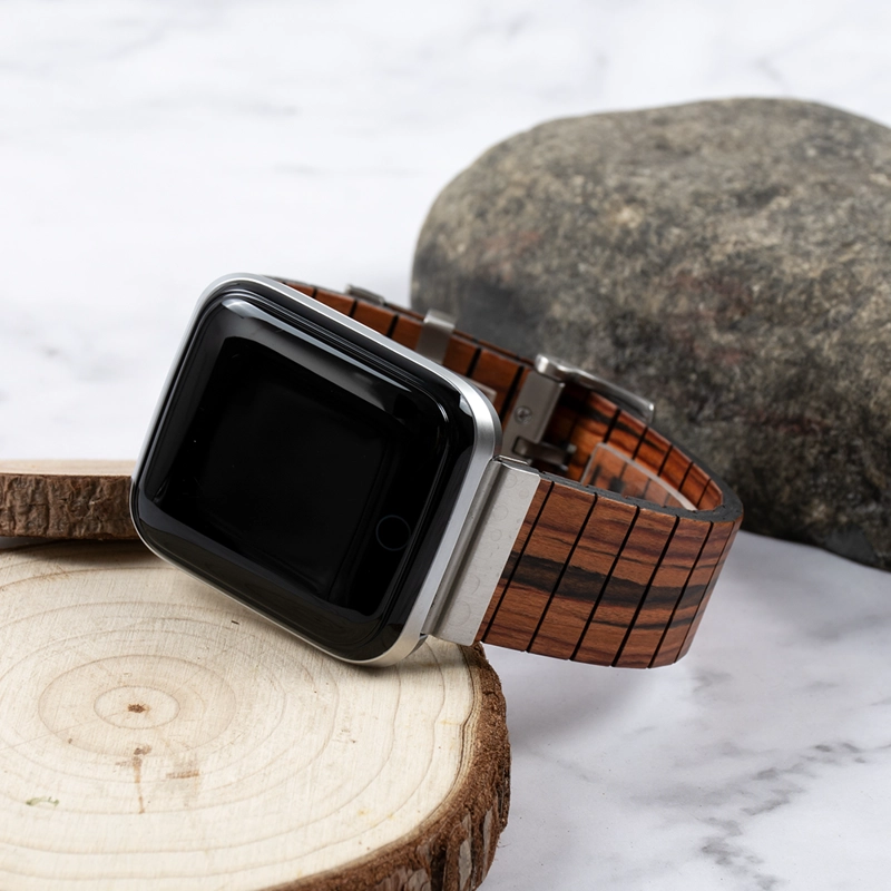 SMARTWATCH RELOJ INTELIGENTE BEWELL CORREA DE MADERA DEPORTE SILVER NOGAL - 3