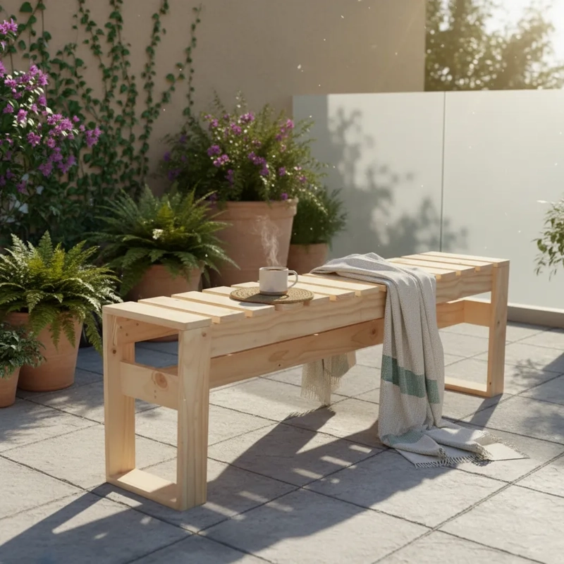 3 UNIDADES BANCA DE MADERA TERRAZA, PATIO, COCINA 1.5 METROS NATURAL LELFUN KIÑE EPU - 2