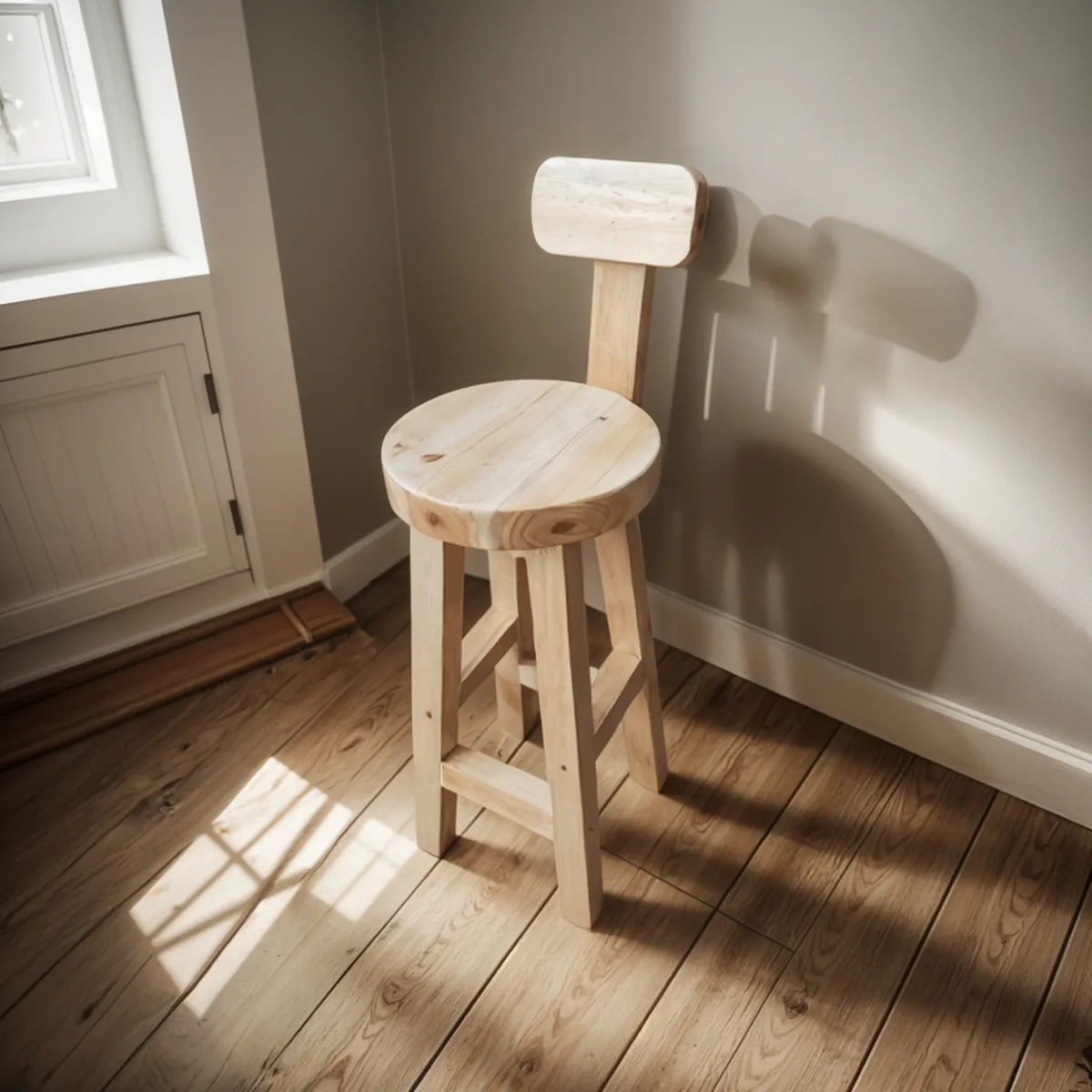 PISOS O TABURETES DE MADERA PARA BAR O COCINA VITRIFICADO BARNIZ MADERA - 1